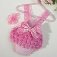 thumbnail image 6 of Newborns Photography Lace Romper with Headband Set Soft Polyester Baby Girls Photoshoot Outfit With Big Bowknot, 6 of 8