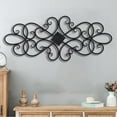 thumbnail image 6 of Sintosin Farmhouse Wall Decor 32" x 14" - Black Wrought Iron Flower Plaque Scroll Metal Wall Art for Bedroom, Living Room, Entryway Home & Garden Decor (Metal Decor), 6 of 9
