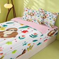 thumbnail image 2 of Erosebridal Cartoon Sloth Zipper Twin Comforter Sets with Fitted Sheet and 2 Pillowcases, Kawaii Animal Flower Zipper Bedding Set, Pink Reversible, Brown Beige, Pink Reversible, 2 of 7