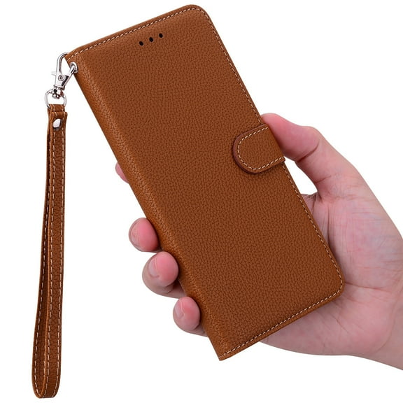 Solid Color Wallet Case for iPhone XS/X ,PU Premium Leather Flip Ultra-Slim Kickstand Cover for iPhone XS/X 5.8 inch,Brown