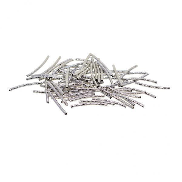 2x 50Pcs Tubo Curvo de Espaciador de Fideos Largos de Metal de Latón Tallado de 25 Mm para Joyas de Bricolaje con Orificio de 2 Zulema Cuentas de fideos de tubo curvo