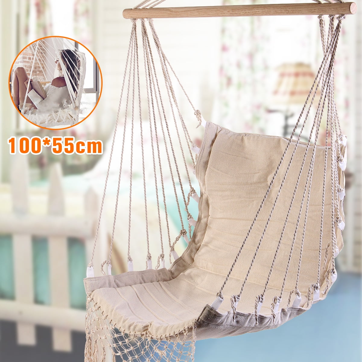 Hanging Chair Hammock Chair with Detachable Metal Support ...