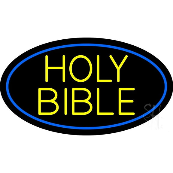 Yellow Holy Bible LED Neon Sign 13 x 24 - inches Black Square Cut Acrylic Backing, with Dimmer - Premium built indoor Sign for Home décor, Event, Religious place, Store interior, Office.