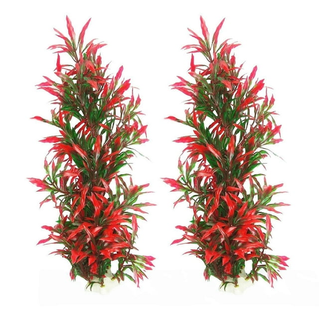 Large aquarium Plants Artificial Water Sea Moss Plastic Plant Red Gladiolus for 12.5 inch Betta Shrimp for 2 Fish Tanks