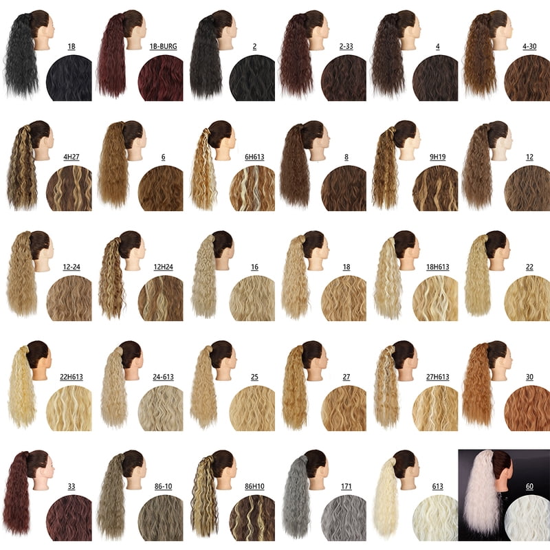 Synthetic Long Corn Curly Ponytail Wrap Around Pony Tail Clip in Hair Extensions Natural Hairpiece Headwear Hair Brown Black