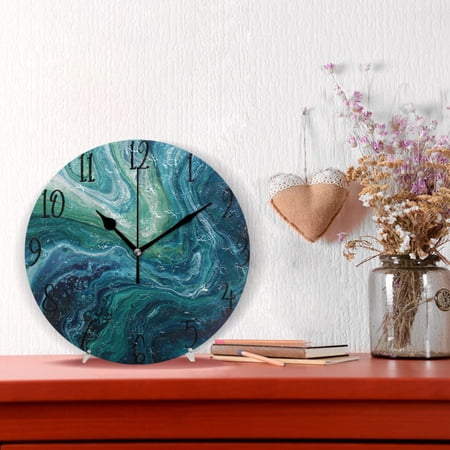 10 Quartz Indoor Wall Clock Silent Mechanism / Dark Blue Fluid