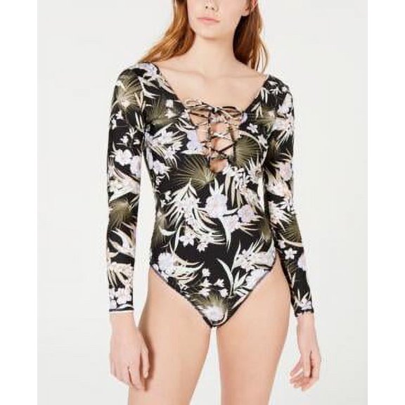 MSRP $100 Volcom Juniors' For Shore Lace-Up One-Piece Swimsuit Size Small