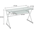 SOGES 47in Computer Desk Glass Desk Workstation Office Desk with Pullout Keyboard Tray Glass