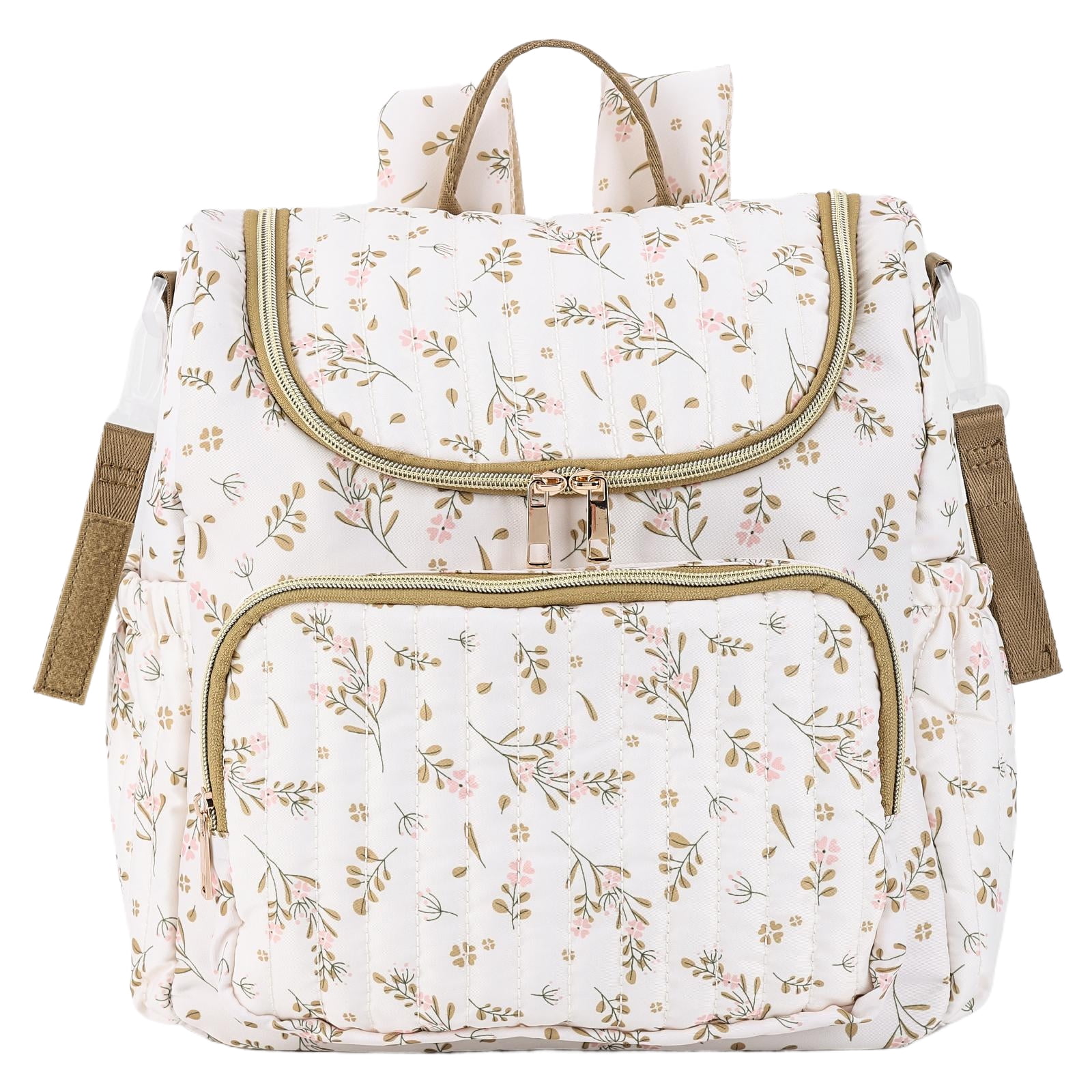 Printed Floral Diaper Storage Backpack for New Mom, Lightweight Padded Nursing Bag with Zipper, Large Capacity Baby Organizer for Travel Daily Use (Style 6)