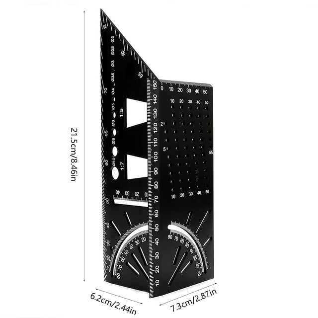 JJKBVCLO Règle de Mesure Carrée pour Menuiserie Outil de Mesure d'Angle 3D 45/90 Règle de Charpentier Accessoires de Menuiserie pour Hommes Papa Père Mari