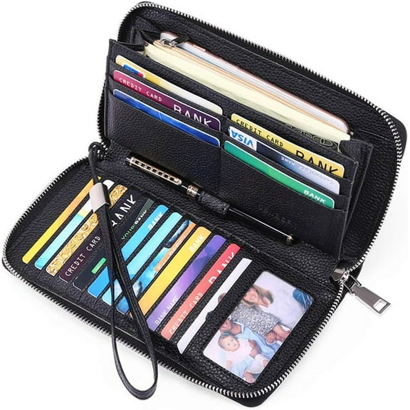 Leather Zip Wallet Pouch Women Wristlet Coin Purse Leather Wallet Bag Men Teenager Phone Change Bag Adult Gift