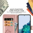 thumbnail image 4 of for Samsung Galaxy A35 Wallet Case, [Flower Embossed] Premium PU Leather Flip Protective Case Cover with Card Holder and Stand with Wrist Strap for Samsung Galaxy A35, Rosegold, 4 of 11