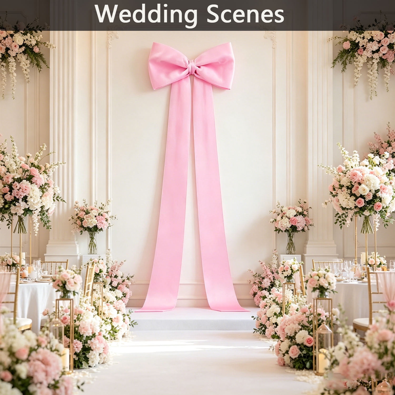 Meikd Extra-Large Decorative Bow: Giant Bow with Long Tassels—Perfect for Gift Decorations, Wedding Arches, Holiday Parties, and Christmas Trees (Pink)