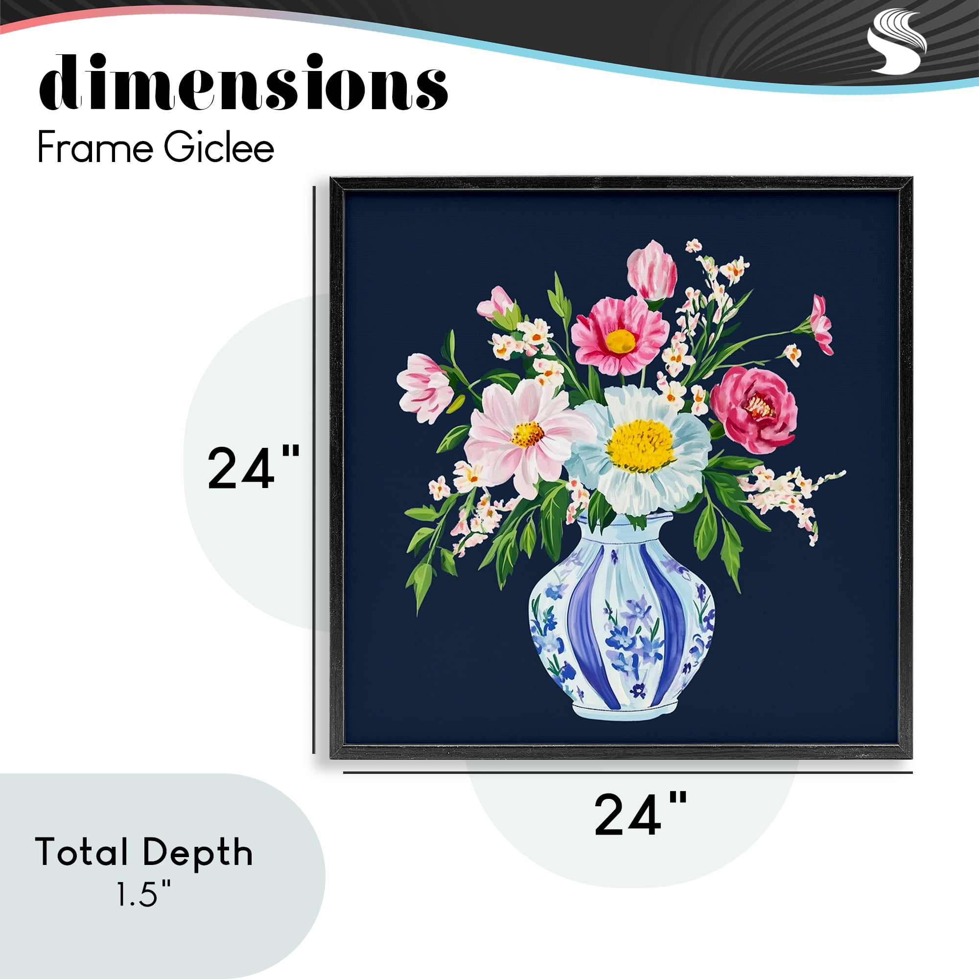 Spring Chinoiserie Vase Black Framed Giclee Art, design by Yen