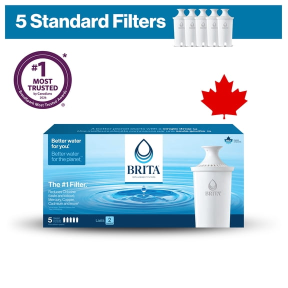 Brita Standard Replacement Filter, Reduces Contaminants while keeping healthy minerals, Certified by WQA to reduce Chlorine for improved taste, Made without BPA, Replace after 151 litres