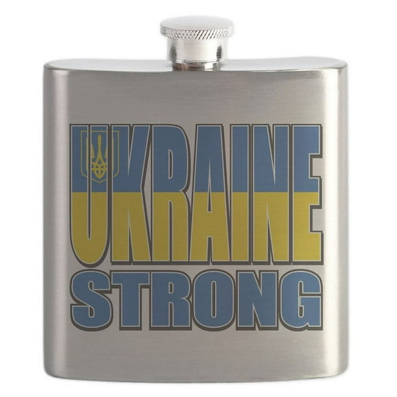 CafePress - Ukraine Strong - Stainless Steel Flask, 6oz Drinking Flask