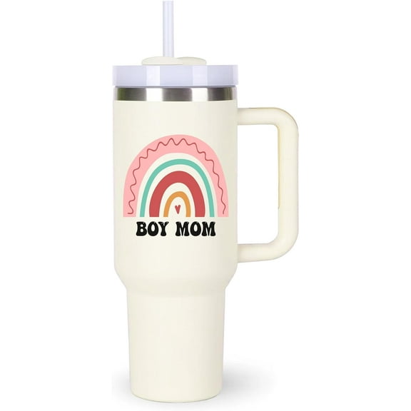 40oz Boy Mom Tumbler with Handle.Boy Mom Cup Tumblers.40oz Birthday Mothers Day Christmas Cups Tumbler gifts for Boy Mom.BoyMom Gift Ideas.