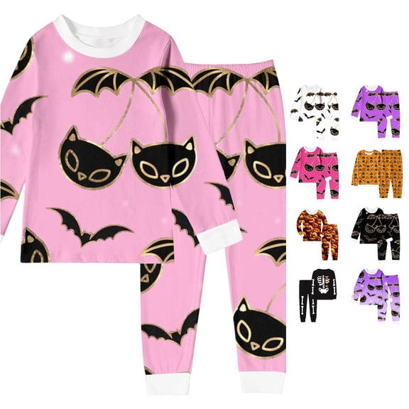 Miaoju Cotton Halloween Pajamas for Front Cute Graphic Print Top and Pant Sleepwear with Pockets Loose Home Clothes 2 Piece Cotton Pajama Outfits