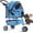 Blue, variant on Dkelincs 3 Wheels Dog Cat Stroller Foldable Pet Stroller Travel Carrier with Cup Holder and Removable Liner, Black