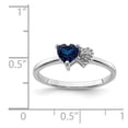 thumbnail image 3 of Solid 925 Sterling Silver Created Sapphire Blue September Gemstone and Diamond Engagement Ring Size 7 (.015 cttw.), 3 of 6