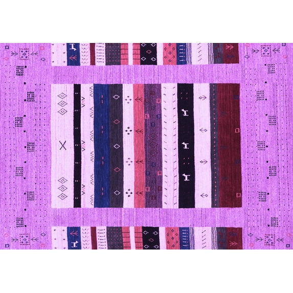 Ahgly Company Indoor Rectangle Abstract Purple Contemporary Area Rugs, 3' x 5'