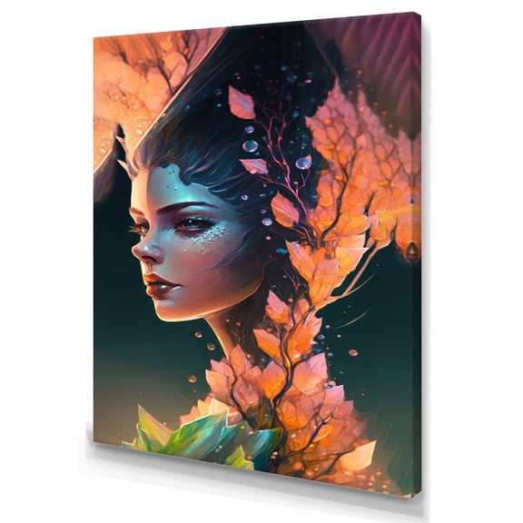 Designart Woman Face With Flowers In Hair II Canvas Wall Art