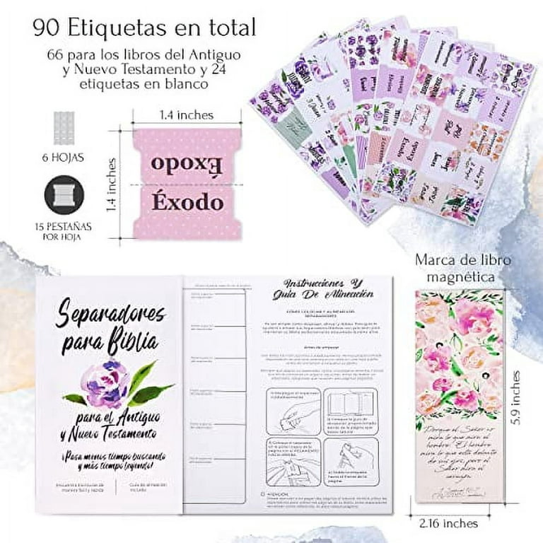 Spanish Bible Tabs for Journaling Bible - 90 Pieces Bible Dividers Tabs for  Bible Chapters - Bible Study Supplies - Bible Accessories as Bible  Journaling Supplies - Born2Calm 