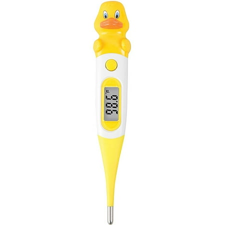 HealthSmart Danny Duck 30-Second Clinically Accurate Flexible Tip Digital Thermometer with Peak Temperature Quack and Last Reading Memory Recall for Oral, Rectal