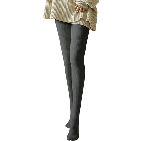 

Yuelianxi Women s Knitting Twist Bottoming Socks Pantyhose Autumn And Winter Plush Thickened Thermal Leggings (No Plush)