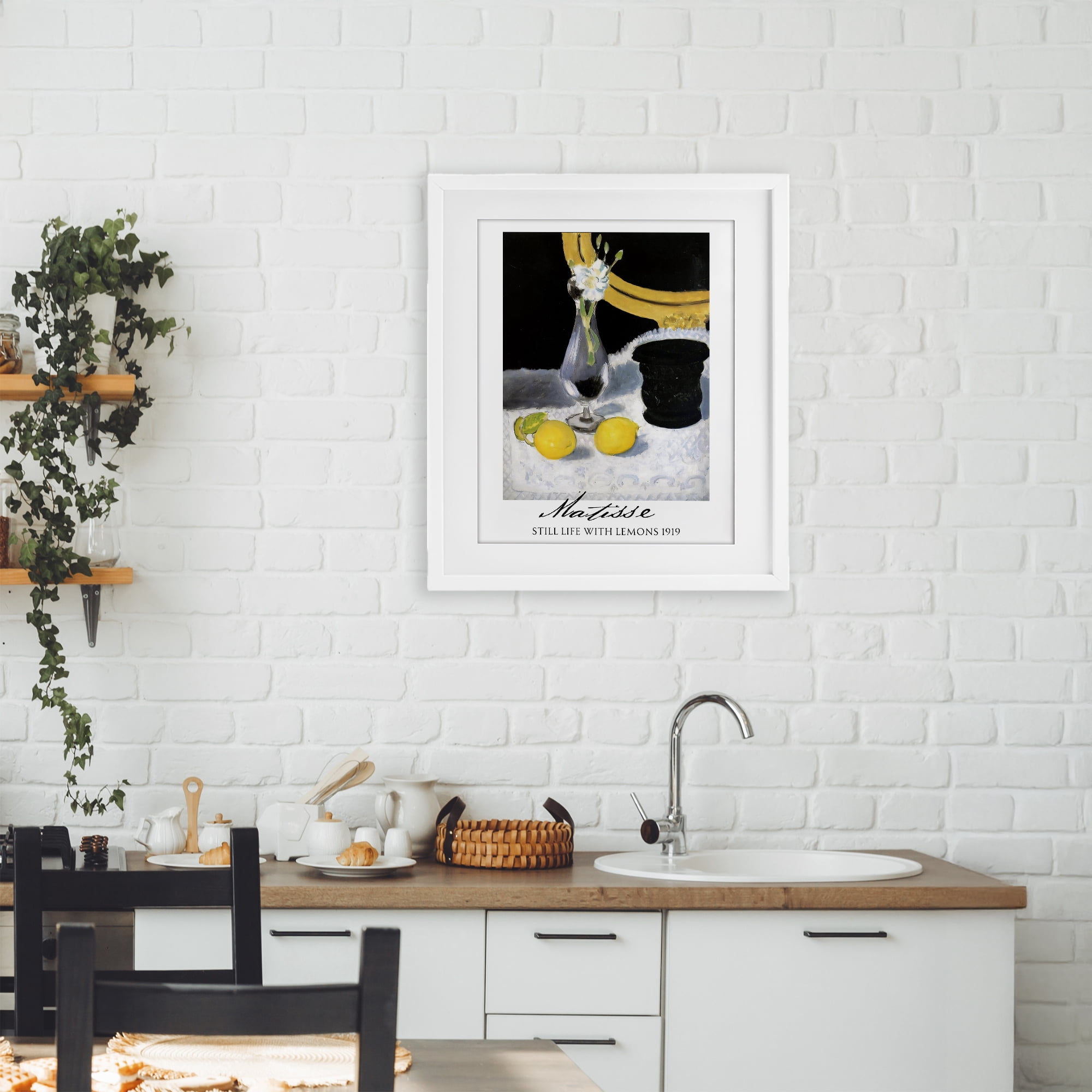 Stupell Industries Matisse Still Life Lemons White Framed Print Under Glass, design by Vintage Hustle