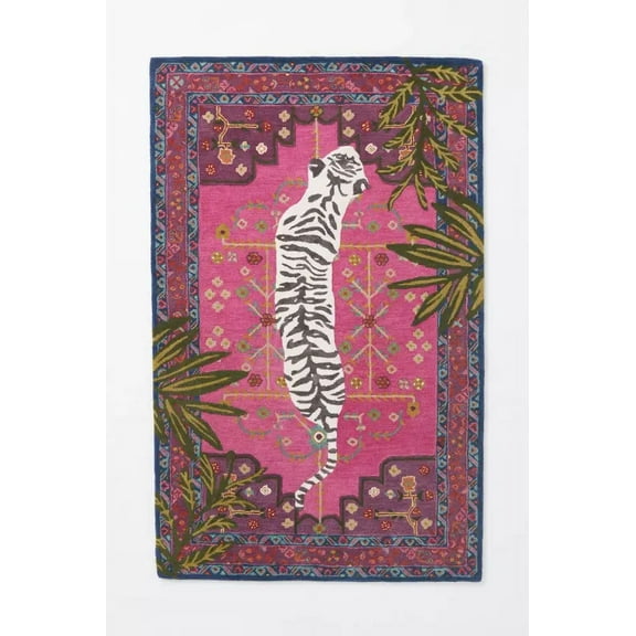 Modern Hand-Tufted Bengal Tiger Pattern Wool Area Rug – Luxurious, Durable & Soft – Perfect for Living Room, Bedroom, or Nursery Decor