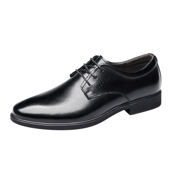 Xfvqtps New Mens Dress Shoes British Style Simplicity Pointy Toe Lace up Fashion Printing Classic Formal Business Leather Shoes Black