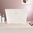thumbnail image 5 of Unique Bargains 1 Pc Portable Embossment Rose Makeup Bag Polyester Beige Large, 5 of 5