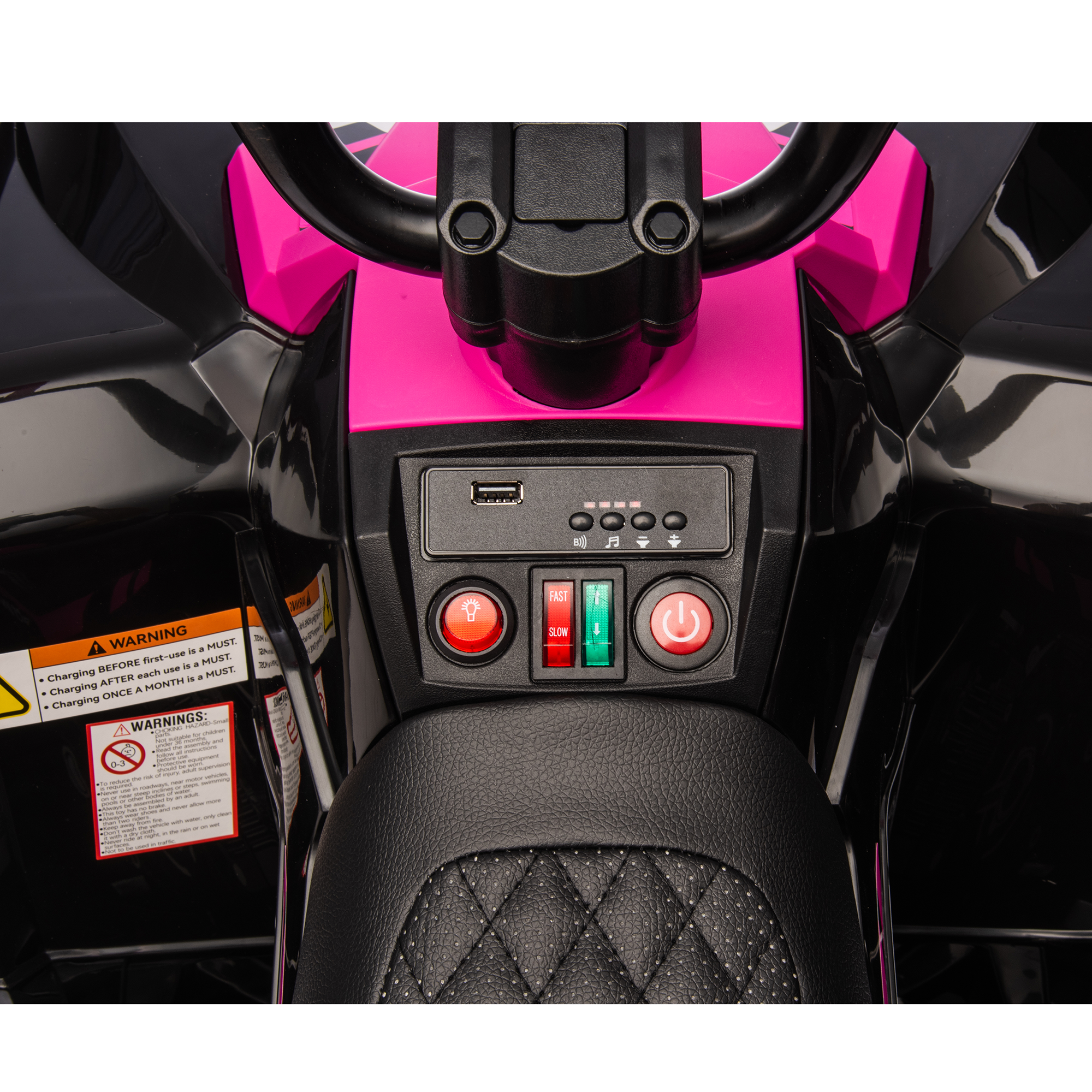 Jorfly 24V Ride on Truck ATV Car，Power Car Wheel 2-Seater Power Car Wheels Kids ATV – 800W 4WD Power with Remote Control & Extended Range Battery (Pink)