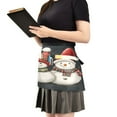 thumbnail image 2 of Yayeee Waist Apron with Pockets for Cooking Waterproof Half Server Aprons, Red Snowmen, 2 of 7