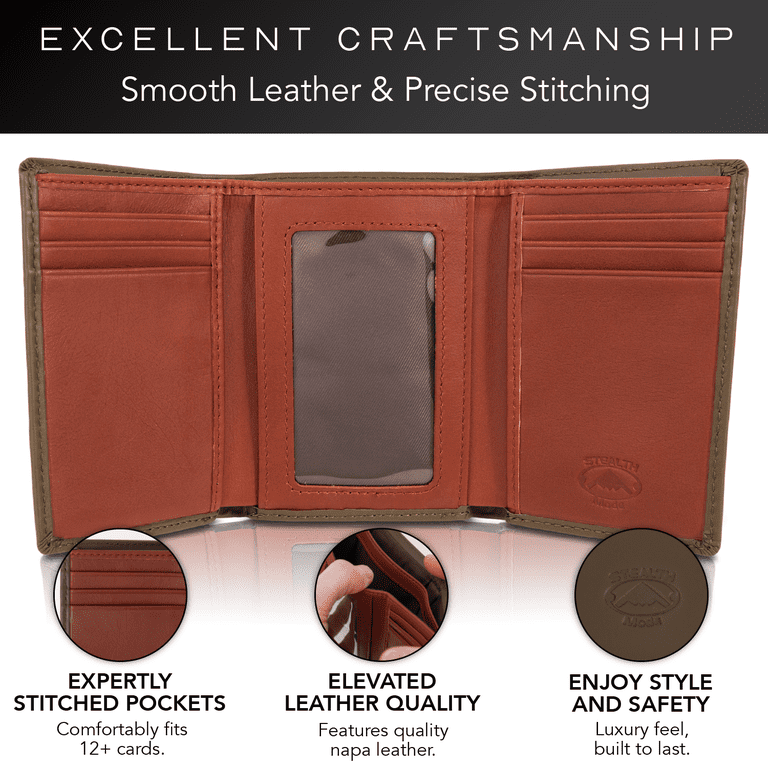 Stealth Mode RFID Trifold Leather Wallet, Green photo 6