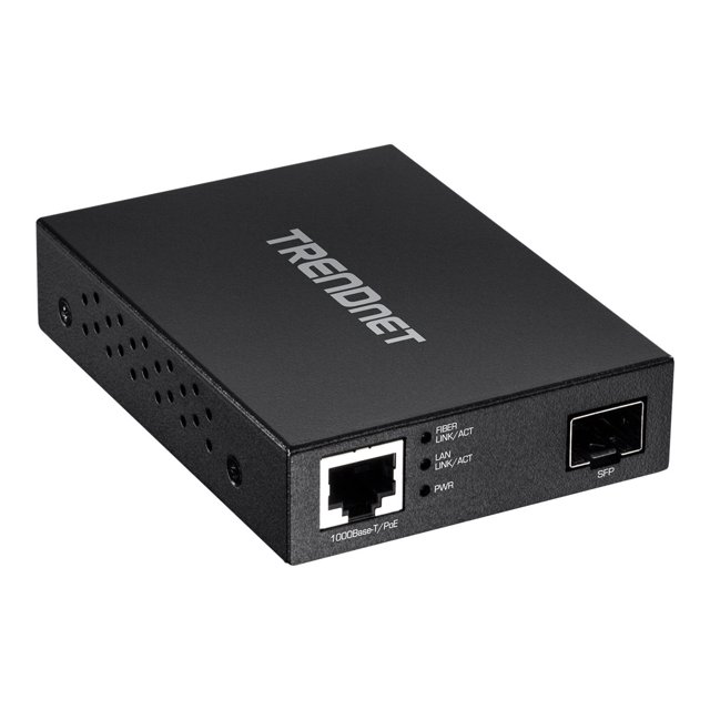TRENDnet TFC-PGSFP - Media converter - 1GbE - 1000Base-LX, 1000Base-SX, 1000Base-T - RJ-45 / SFP (mini-GBIC) - TAA Compliant