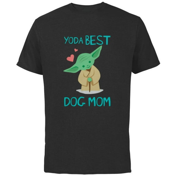 Star Wars Yoda Best Dog Mom Yoda Chibi Portrait Family- Short Sleeve Cotton T-Shirt for Adults - Customized-Black