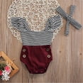 thumbnail image 4 of Kiapeise Baby Striped Romper Ruffle Sleeve Jumpsuit +Headband, 4 of 7