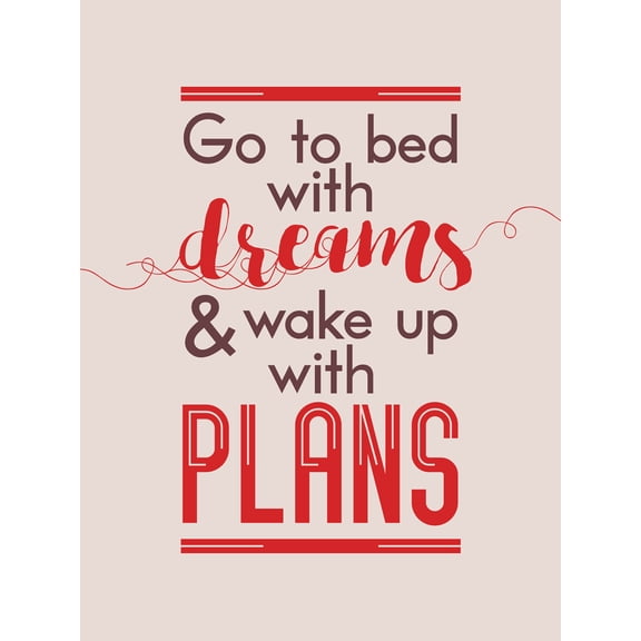 Bed Dreams Plans Wake Up Ambition Red Large Wall Art Print
