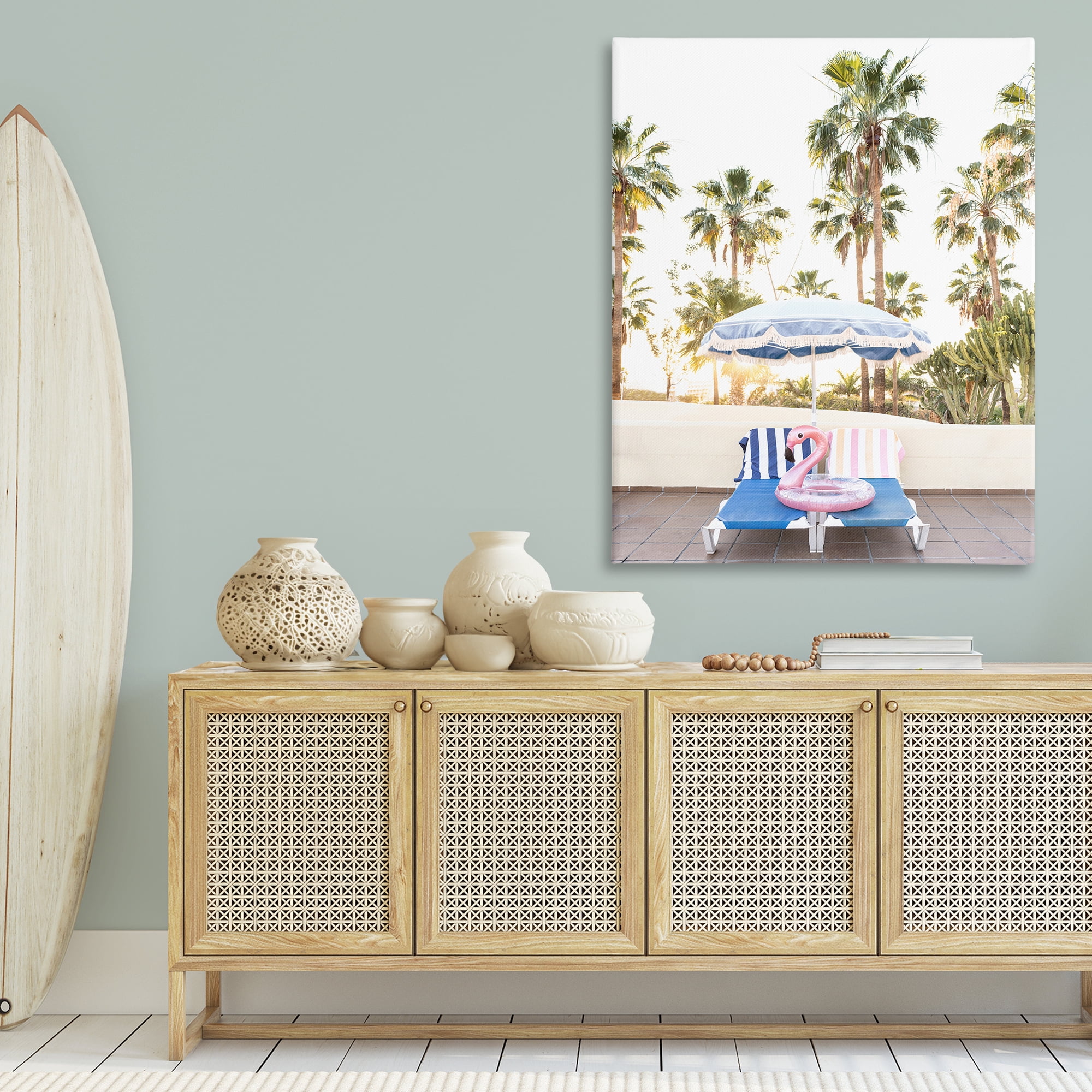 Stupell Industries Poolside Flamingo Float Landscape & Nature Photography Wrapped Canvas Art Print Wall Art, 36 x 48
