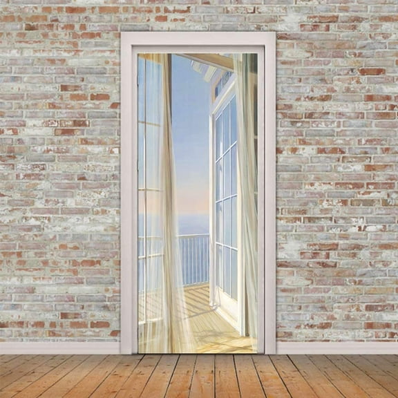 Modern Art 3D Door Sticker, Peel And Stick Vinyl Door Mural Decals For Home Decor