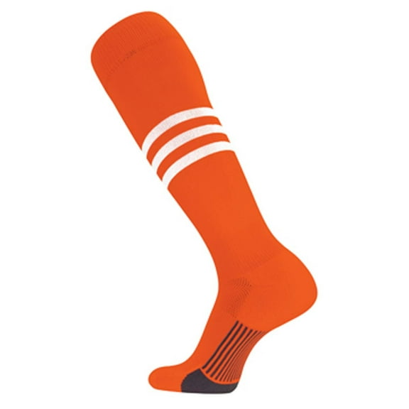 TCK Pro Elite Dugout Series Pattern B Knee-High Long Striped Socks (Orange/White, L)