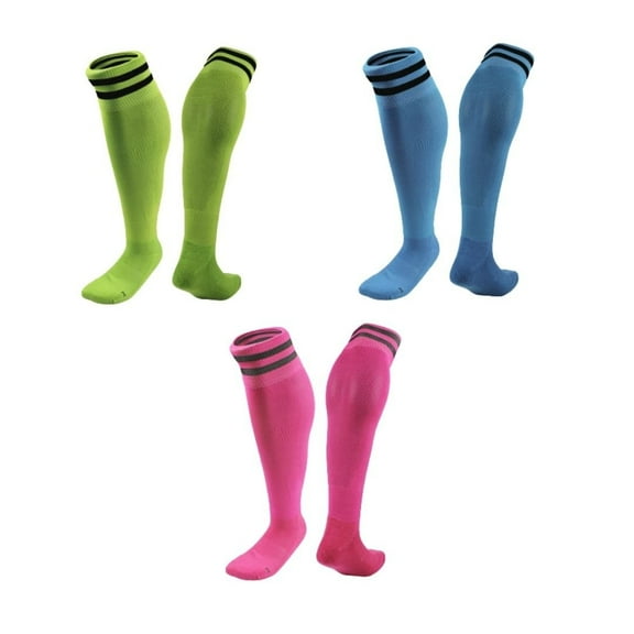 Lian LifeStyle 3 Pairs Knee High Sports Socks for Soccer, Softball, Baseball, Soccer, and Many Other Sports XL002 Size S Green,LightBlue,Rose