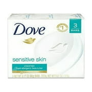 Dove Sensitive Skin Beauty Bar, Unscented, 3.17 oz bars, 3 ea (Pack of 2)