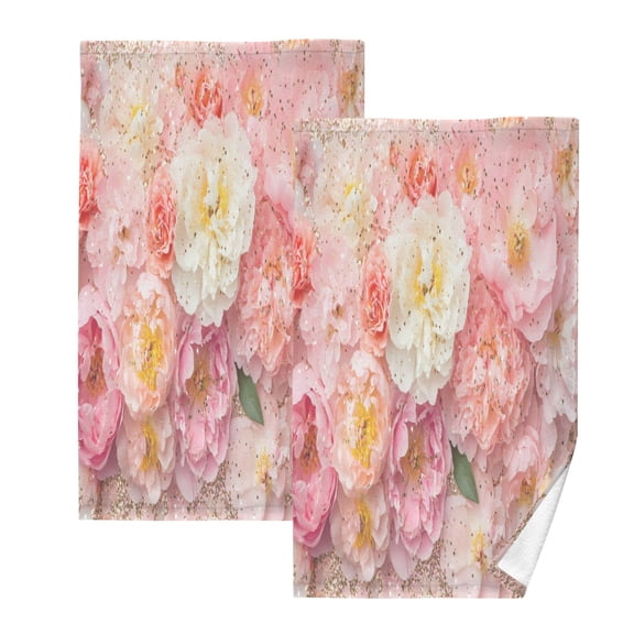 BZSMCE Face Towel Hand Towel Bath Towel Cotton Bath Towel Sets Hand Bath Towels Fashion Pink and White Flowers Glitter Pattern