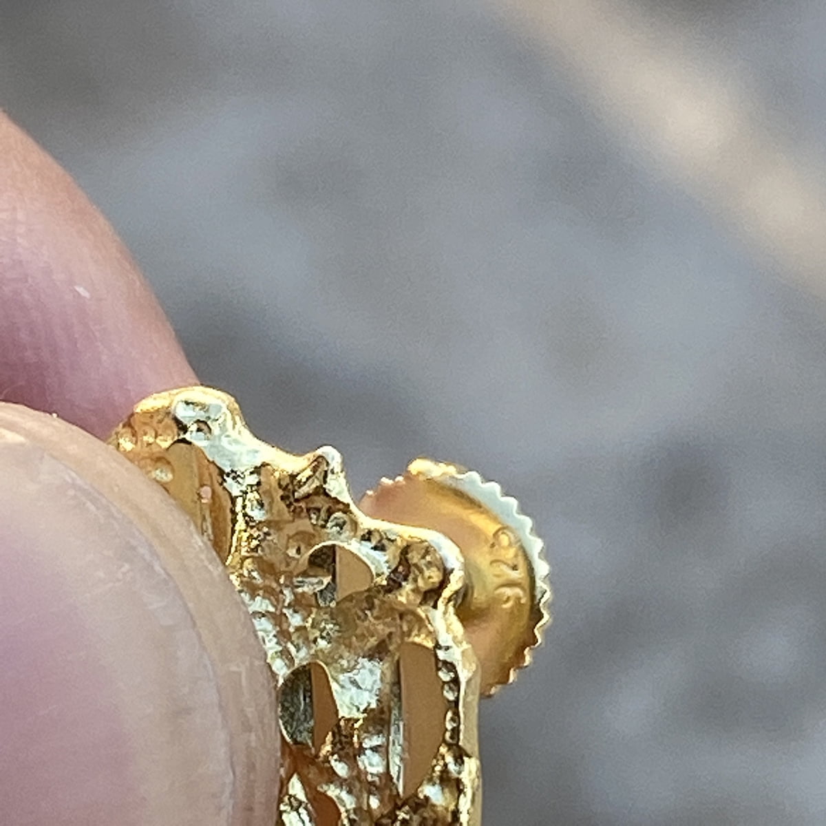 14k Gold Plated Nugget Earrings Solid 925 Sterling Silver Diamond Cut Screw Back 14MM