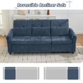 thumbnail image 3 of 2 in 1 Convertible Sectional Sofa Bed with Charging Station and Reversible Recliner, 3-Seater Chenille Sleeper Couch with Pull Out Bed and Adjustable Backrest for Living Room, Apartment, Blue, 3 of 9