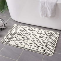 Bathroom Rugs 20x31 inch Boho Bath Mat Non-Slip Moroccan Geometric Farmhouse Bath Rug Soft Microfiber Machine Washable Floor Mats for Bathroom Tub Sink Shower