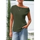 thumbnail image 3 of Blusa Tipo Túnica PRETTYGARDEN para Mujer con Hombros Descubiertos en Verde Militar, 3 of 9